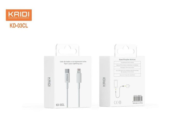 Cabo iPhone Kaidi Tipo-C para Lightning Turbo 2m - KD-03CL