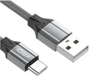 Cabo Carregador Carga Rápida USB x Tipo-C Blindado Com 2 Metros KD-336C KAIDI