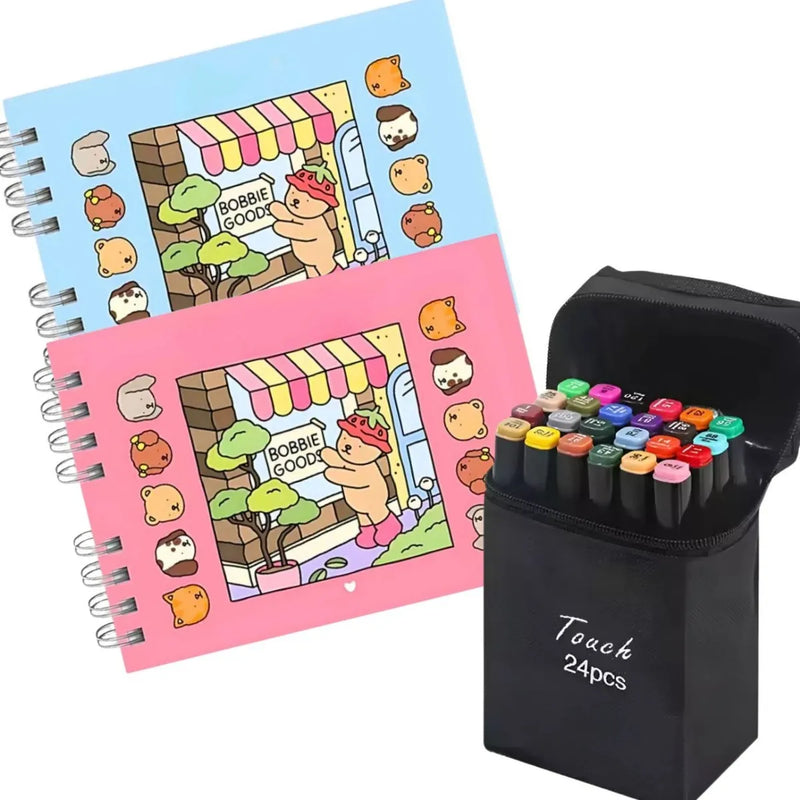 Kit Bobbie Goods + 24 Canetinhas Coloridas Pintar