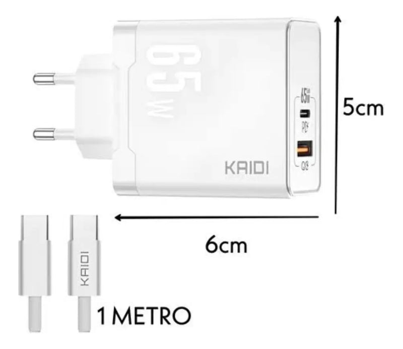 Carregador Tipo-C Kaidi GaN 65W KD-681CC