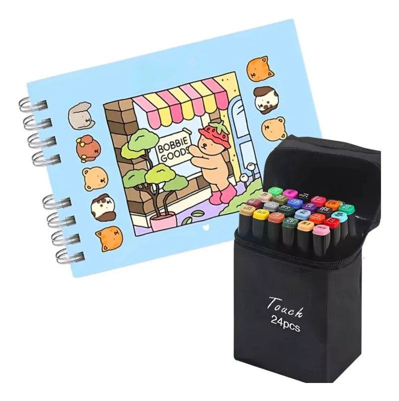 Kit Bobbie Goods + 24 Canetinhas Coloridas Pintar