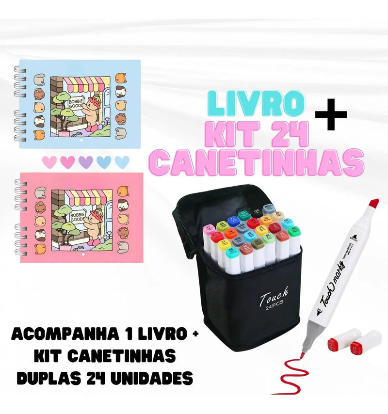 Kit Bobbie Goods + 24 Canetinhas Coloridas Pintar