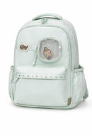 Mochila Escolar Fashion com Bolsinho Transparente + Chaveiro