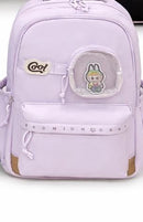 Mochila Escolar Fashion com Bolsinho Transparente + Chaveiro