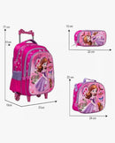 Kit Mochila Escolar Infantil Princesinha Sofia Disney com Rodinhas – 3 Peças