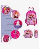 Kit Mochila Escolar Infantil Princesinha Sofia Disney com Rodinhas – 3 Peças