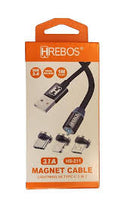 Cabo Tipo-C Magnético HREBOS 3 em 1 - HS-211
